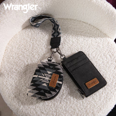 WG2213-W0051  Wrangler Southwestern Art Print Dual Pouch Wristlet -Black