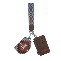 WG2213-W0051  Wrangler Southwestern Art Print Dual Pouch Wristlet -Coffee