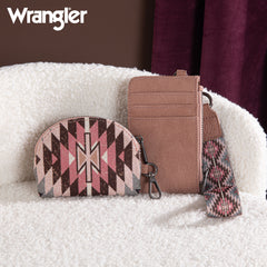 WG2213-W0051  Wrangler Southwestern Art Print Dual Pouch Wristlet -Dark Pink