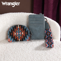 WG2213-W0051  Wrangler Southwestern Art Print Dual Pouch Wristlet -Navy