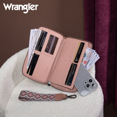 WG2213-W006  Wrangler Southwestern Art Print Wallet  - DARK PINK (ONLINE ONLY)