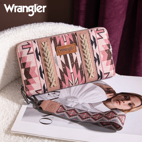 WG2213-W006  Wrangler Southwestern Art Print Wallet  - DARK PINK (ONLINE ONLY)