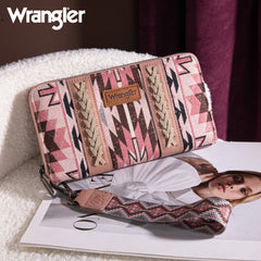 WG2213-W006  Wrangler Southwestern Art Print Wallet  - DARK PINK (ONLINE ONLY)