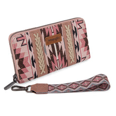 WG2213-W006  Wrangler Southwestern Art Print Wallet  - DARK PINK (ONLINE ONLY)