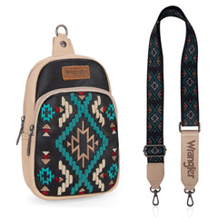 WG2214-210  Wrangler Southwestern Embroidered Sling Bag  - Black