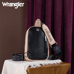 WG2214-210  Wrangler Southwestern Embroidered Sling Bag  - Black