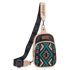 WG2214-210  Wrangler Southwestern Embroidered Sling Bag  - Black