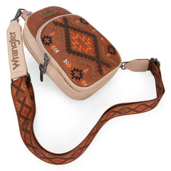 WG2214-210  Wrangler Southwestern Embroidered Sling Bag  - Brown