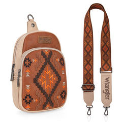 WG2214-210  Wrangler Southwestern Embroidered Sling Bag  - Brown