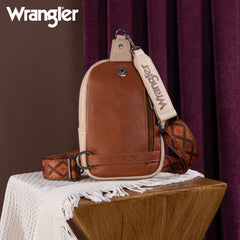 WG2214-210  Wrangler Southwestern Embroidered Sling Bag  - Brown