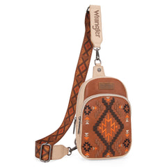 WG2214-210  Wrangler Southwestern Embroidered Sling Bag  - Brown