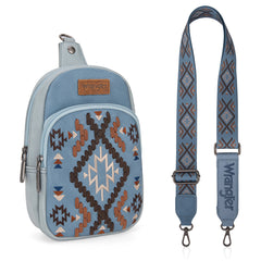 WG2214-210  Wrangler Southwestern Embroidered Sling Bag  - Jean