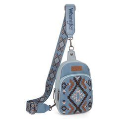 WG2214-210  Wrangler Southwestern Embroidered Sling Bag  - Jean