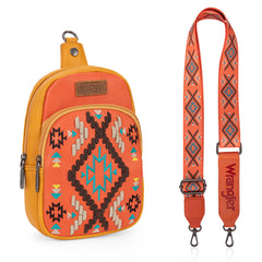 WG2214-210  Wrangler Southwestern Embroidered Sling Bag  - Orange