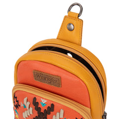 WG2214-210  Wrangler Southwestern Embroidered Sling Bag  - Orange