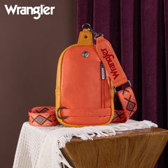 WG2214-210  Wrangler Southwestern Embroidered Sling Bag  - Orange