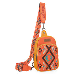 WG2214-210  Wrangler Southwestern Embroidered Sling Bag  - Orange