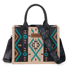 WG2214-8120  Wrangler Aztec Embroidered Tote/Crossbody - Black