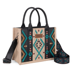 WG2214-8120  Wrangler Aztec Embroidered Tote/Crossbody - Black