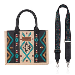 WG2214-8120  Wrangler Aztec Embroidered Tote/Crossbody - Black