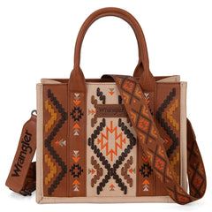 WG2214-8120  Wrangler Aztec Embroidered Tote/Crossbody - Brown