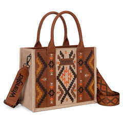 WG2214-8120  Wrangler Aztec Embroidered Tote/Crossbody - Brown