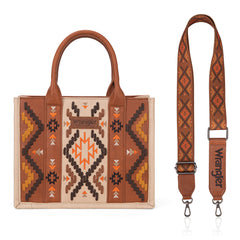 WG2214-8120  Wrangler Aztec Embroidered Tote/Crossbody - Brown