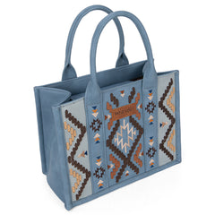 WG2214-8120  Wrangler Aztec Embroidered Tote/Crossbody - Jean