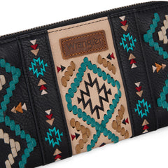 WG2214-W006  Wrangler Southwestern Embroidered Wallet  - Black