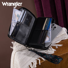 WG2214-W006  Wrangler Southwestern Embroidered Wallet  - Black