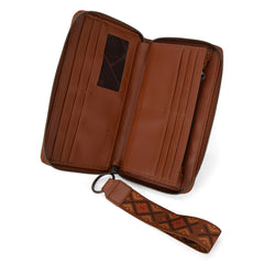 WG2214-W006  Wrangler Southwestern Embroidered Wallet  - BROWN