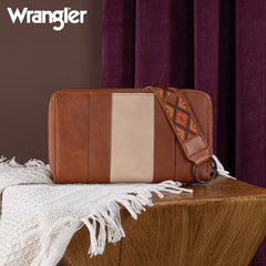 WG2214-W006  Wrangler Southwestern Embroidered Wallet  - BROWN