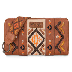 WG2214-W006  Wrangler Southwestern Embroidered Wallet  - BROWN