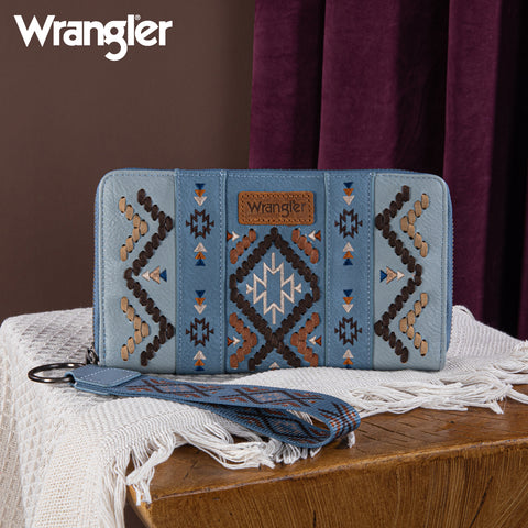 PRE-ORDER  WG2214-W006  Wrangler Southwestern Embroidered Wallet  - JEAN