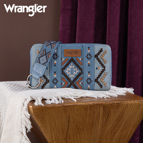 PRE-ORDER  WG2214-W006  Wrangler Southwestern Embroidered Wallet  - JEAN