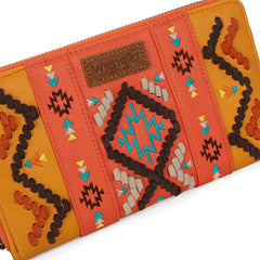 WG2214-W006  Wrangler Southwestern Embroidered Wallet  - ORANGE