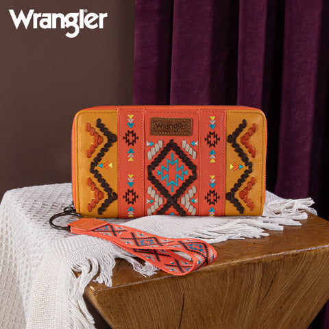 WG2214-W006  Wrangler Southwestern Embroidered Wallet  - ORANGE