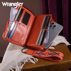 WG2214-W006  Wrangler Southwestern Embroidered Wallet  - ORANGE