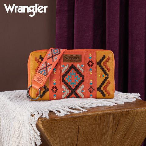 WG2214-W006  Wrangler Southwestern Embroidered Wallet  - ORANGE