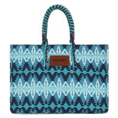 WG284A-8119  Wrangler Southwestern Print  Dual Sided Print Canvas Wide Tote -Jean