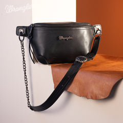 WG30-194 Wrangler Genuine Leather Belt Bag - Black