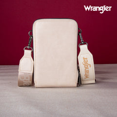 WG48S-270 Wrangler Crossbody Cell Phone Purse 2 Zippered Compartment with Coin Pouch - Tan