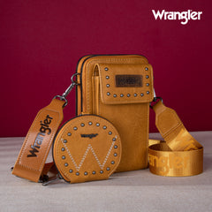 WG48S-270 Wrangler Crossbody Cell Phone Purse 2 Zippered Compartment with Coin Pouch - Yellow