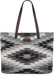 WG53-8112 Wrangler Aztec Pattern Dual Sided Print Canvas Tote Bag - Grey