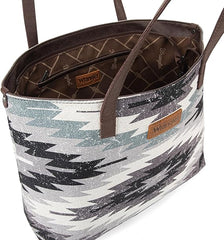 WG53-8112 Wrangler Aztec Pattern Dual Sided Print Canvas Tote Bag - Grey