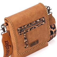 WG72-9360  Wrangler Whipstitch Leopard Print Crossbody - Brown