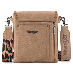 WG72-9360  Wrangler Whipstitch Leopard Print Crossbody - Khaki