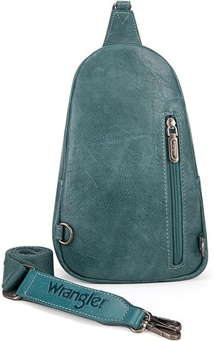 WG87-227 Wrangler Sling Bag/Crossbody/Chest Bag Dual Zippered Compartment -Turquoise