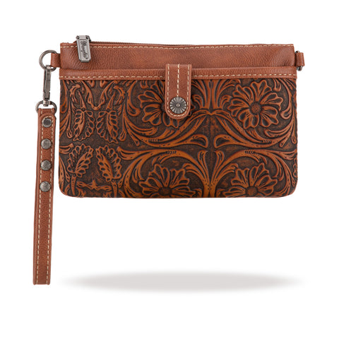 Wrangler Vintage Floral Tooled Collection Crossbody - Brown