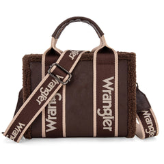 WG181-8120S  Wrangler Sherpa Small Canvas Tote/Crossbody - Coffee